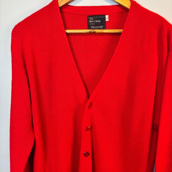 Vintage Men's Shop JC Penney Red Sweater Cardigan Button Long Sleeve LG Tall - Picture 6 of 8